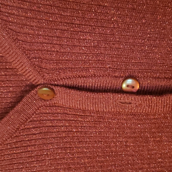 Ruby Red Metallic Ribbed Cardigan - Picture 4 of 5